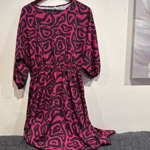 Hot pink and black flowy dress